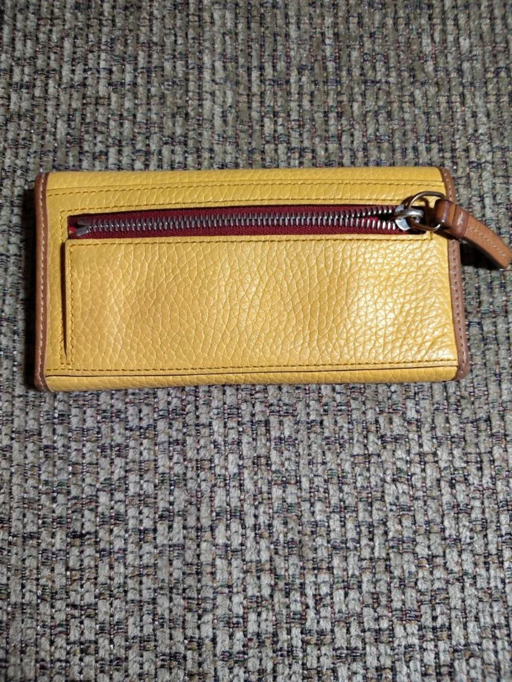 Dooney & Bourke Women’s Wallet Yellow Brown Solid Folding Credit Card Zipper